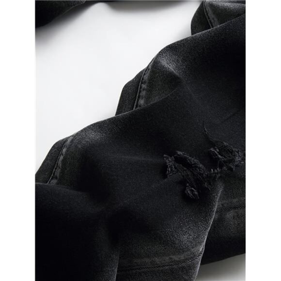 NWT Men's Black Distressed Straight Leg Jeans - Picture 6 of 6